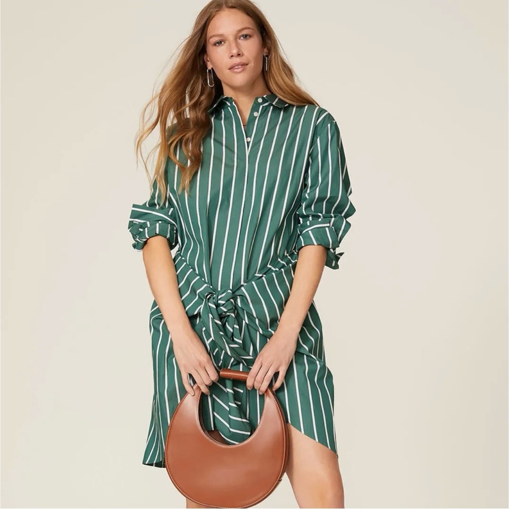 Derek Lam 10 Crosby Green Striped Shirt Dress